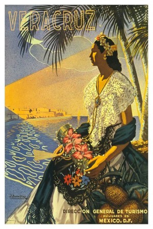 Mexico Veracruz vintage travel poster